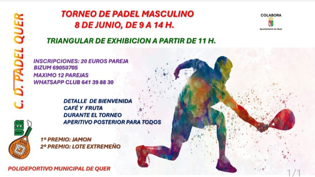 Este sábado, torneo de pádel masculino en La Dehesa