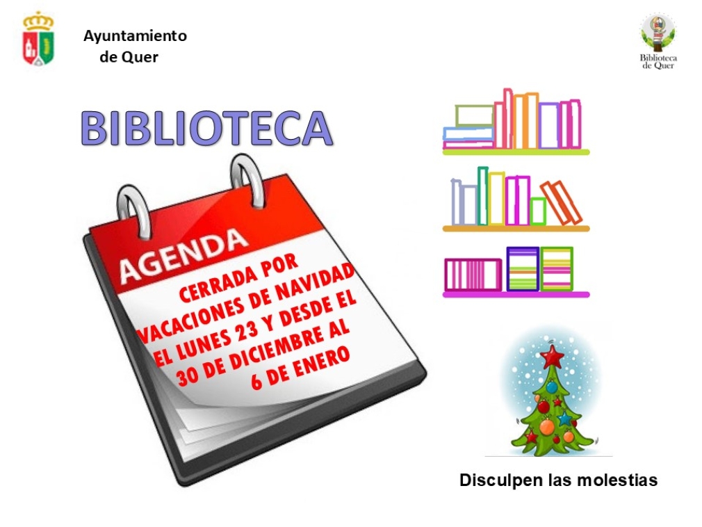 Biblioteca cerrada por vacaciones de Navidad