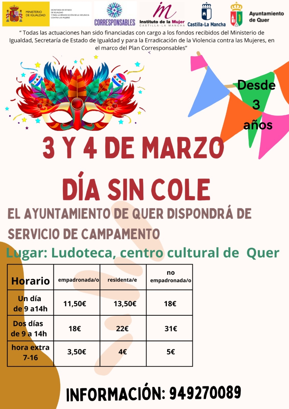 Los próximos días 03 y 04 de marzo, días sin cole, pero con Campamento Urbano