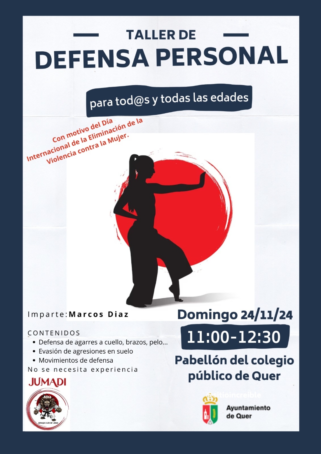 Taller de Defensa personal, este próximo domingo, con motivo del 25N