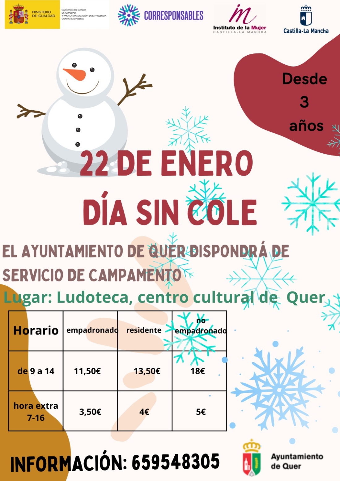 El 22 de enero, fiesta local de San Vicente, día sin cole, pero con campamento urbano en Quer